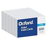 Oxford Index Cards, 3 x 5 Inches, White, Lined on Front, Blank on Back, Flashcards for School and Studying, Recipe Note Cards, 500 Count (5 Packs of 100) (40176)