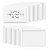 30 Pcs Self-Adhesive Index Card Holders Business Card Pockets Clear Plastic Labels Holders for Organizing Storage Bins Library Card Shelves (3.14 x 2.28 Inches)