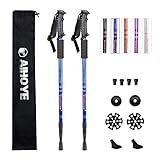 Aihoye Trekking Poles, Collapsible Lightweight Shock-Absorbent Hiking Walking Sticks Adjustable Aluminum Hiking Poles for Women Men Kids, 2 Pack(Blue)