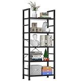 Sweetcrispy Book Shelf, 5 Tier Bookcase, Tall Bookshelf Modern Book Case for Books, Garage Kit, CDs, Movies, Black Industrial Corner Storage Organizer for Bedroom Home Office Kitchen Living Room