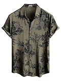 JOTOOK Mens Hawaiian Shirt Short Sleeve Button Down Tropical Shirts Casual Floral Summer Beach Shirt Vintage Shirt Small Khaki Flower