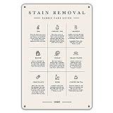 QIONGQI Funny Laundry Stain Removal Fabric Care Guide Metal Tin Sign Wall Decor Laundry Sign for Home Laundry Room Decor Gifts