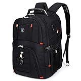 SHRRADOO Extra Large 52L Travel Laptop Backpack with USB Charging Port, College High School Backpack Airline Approved Business Work Bag Fit 17 Inch Laptops for Men Women,Black