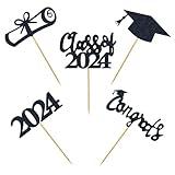 30 PCS Graduation Cupcake Toppers 2024 Diploma Grad Cap Cake Toppers Food Picks for Party Supplies and Graduation Party Favors 5 Styles