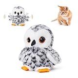 Potaroma Flapping Owl Cat Toys (No Flying), Lifelike Bird Chirp, Rechargeable Touch Activated Kitten Toy, Interactive Catnip Kicker Exercise Toys 4.0" for All Breeds