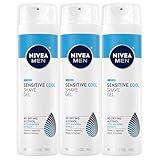 NIVEA MEN Sensitive Cool Shave Gel with Seaweed and Chamomile Extracts, Alcohol Free Shaving Gel for Men Protects and Provides Cool Sensation, 3 Pack of 7 Oz Cans