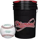 Diamond 6-Gallon Ball Bucket with 30 DOB Baseballs, Black