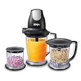 Ninja QB1004 Blender/Food Processor with 450-Watt Base, 48oz Pitcher, 16oz Chopper Bowl, and 40oz Processor Bowl for Shakes, Smoothies, and Meal Prep,Black