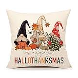 AUIKVH Halloween Gnome Pillow Covers 18x18, Fall Autumn Thanksgiving Christmas Throw Cushion Cases for Couch Sofa, Harvest Holiday Farmhouse Home Decor AH64