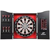 EastPoint Sports Tournament Bristle Dartboard and Easy Hang Cabinet with Electronic Scoreboard and 6 Steel Tip Darts