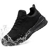 LARNMERN Men Shoes Non Slip Work Sneakers Plantar Fasciitis Food Service Zapatos Trabajo Antideslizantes Orthopedic Walking Shoes Water Resistant Slip-on, Black 10