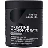 Sports Research Creatine Monohydrate - Gain Lean Muscle, Improve Performance and Strength and Support Workout Recovery - 5 g Micronized Creatine - 10.58 oz