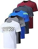 5 Pack Men’s Active Quick Dry Crew Neck T Shirts | Athletic Running Gym Workout Short Sleeve Tee Tops Bulk (Set 2, X-Large)