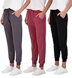 Real Essentials Women's Lounge Jogger Soft Teen Sleepwear Pajamas Fashion Loungewear Yoga Pant Active Athletic Track Running Workout Casual wear Ladies Yoga Sweatpants Pockets, Set 6, S, Pack of 3