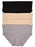 Motherhood Maternity Women's Maternity 3 Pack Panties S-3X, Black, Nude, Flat Grey/Multi Pack, Medium