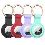 HATALKIN Compatible with AirTag Case Keychain Air Tag Holder Silicone AirTags Key Ring Cases Tags Chain Apple GPS Item Finders Accessories 4 Pack