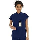 Kitmaz Medical Scrub Tops for Women - Soft Stretch Mandarin Collar Oversized Fit Scrub Shirts with 3 Pockets Navyblue