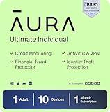 Aura Ultimate Online Safety Suite | Internet Security & Identity Protection Software | Antivirus, VPN, Password Manager, Dark Web Monitoring | Individual Plan, 1 Month Prepaid Subscription [PC/Mac Online Code]