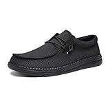 Bruno Marc Men's Breeze Slip-on Stretch Loafers Casual Shoes Lightweight Comfortable Boat Shoe 1.0,Black,Size 10 US