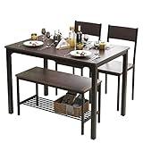 soges Dining Table Set for 4, 43.3 inch Kitchen Table set with Chairs and Bench, 4 Piece Dining Room Table Set for Small Space, Apartment, Restaurant, Rustic Oak