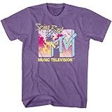 American Classics MTV Spring Break '88 Palm Trees Adult Short Sleeve 80s Vintage Style Graphic T-Shirt (Purple Heather, Medium)