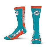 For Bare Feet NFL MIAMI DOLPHINS MVP Crew Sock Team Color Large