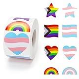 Pride Stickers 500 Pcs, LGBTQ+ Stickers Gay Stickers 8 Different Pattern for Trans Bi Lesbian LGBTQ Gay Pride Stuff for Helmet Laptop