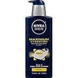 NIVEA MEN Maximum Hydration 3-in-1 Nourishing Body Lotion with Aloe Vera, Body Lotion for Men with Dry Skin, 16.9 Fl Oz Bottle