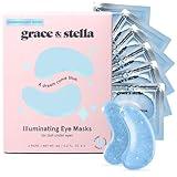 grace & stella Award Winning Under Eye Mask (Blue, 6 Pairs) Reduce Dark Circles, Puffy Eyes, Undereye Bags, Wrinkles, Gel Under Eye Patches, Nurse Gifts, Vegan Cruelty-Free Self Care