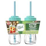 Ball 1440016024 Sip Straw Contoured Jar, 16 Oz (Pack of 2)