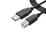 6Ft Long Midi Cable USB 2.0 Type-A to Type-B High Speed Cord for Audio Interface, Midi Keyboard, USB Microphone, Mixer, Speaker, Monitor, Instrument, Strobe Light System Laptop Mac PC