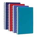 Oxford Poly Spiral Notebooks, Small 5.7" x 8.5" Book, Thick Poly Cover, White Paper, College Rule, 80 Sheets/160 Pages, Jewel Tones, 4 Pack (69720)