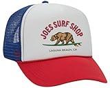 JOES SURF SHOP Surfing Bear Foam Snapback Trucker Hat-Red, White and Blue