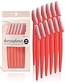 Kitsch Dermaplaning Tool - Face Razors for Women and Men, Eyebrow Trimmer & Face Shaver, Facial Hair Removal, Facial Razors for Women & Men, Dermaplane Razor for Women Face, 12 pc (Coral)