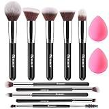 BEAKEY Makeup Brush Set Professional for Eye and Face, Blending Brush for Foundation, Eyeshadow, Concealer, Make up Brushes Pack with 2 Blender Sponge, Eye Shadow Brush with Paper Case, Gift for Women