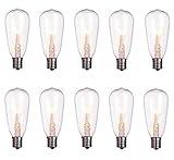 ‎10 Pack Edison Light Bulbs Replacement, 7-Watt C9/E17 Intermediate Screw Base ST40 Clear Glass Light Bulbs, ST40 Vintage Replacement Light Bulbs for Indoor Outdoor Patio String Lights