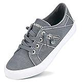 JENN ARDOR Women Platform Sneakers Lace Up Canvas Shoes Fashion Walking Slip On Sneaker with Zipper (Light Grey,7)