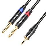 tisino 1/8 to 1/4 Stereo Cable, 1/8 Inch TRS Stereo to Dual 1/4 inch TS Mono Y-Splitter Cable 3.5mm Aux Mini Jack to Jack Breakout Cord - 3.3 feet