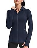 PINSPARK Athletic Jacket for Women Full Zip Long Sleeve Activewear Lightweight Running Workout Jackets with Zipper Pockets