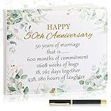 Patelai Wedding Anniversary Guest Book Anniversary Decorations Wedding Guest Book Sign Alternative 50th Anniversary Party Favors Guest Book with Pen, 112 Pages(Wedding)