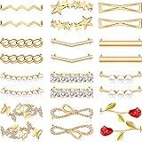 Hicarer 24 Pieces Shoelaces Charms for Sneakers Rose Shoes Accessory Casual Shoes Decorative for Women Accessory(Gold)