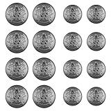 16 PCS Metal Blazer Button Set, 2 Sizes Antique Silver Buttons for Blazers Jeans Button, Replacement Jeans Buttons Metal Silver Vintage Blazer Button Set, Jacket Buttons (18mm 25mm) (Antique Silver)