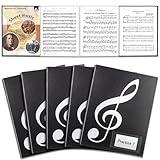 4 Page Extended Music Holder, Letter Size Sheet Music Folder, Lightweight Sheet Music Organizer with Label Pocket, Perfect for Students, Teachers, Performers, 6 PCS