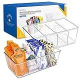 Pantry Organization and Storage Bins, Refrigerator Organizer Bins – Clear, Kitchen Organization and Storage with Dividers (2 pack)