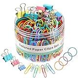 300 Pcs Paper Clips, Binder Clips and Rubber Bands, Office Supply Set, Paper Clips and Paper Clamps, School Supplies Office Supplies Teacher Supplies for Office Desk Essentials (Assorted Sizes)