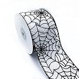 Designer’s Shop Halloween Wired Edge Ribbon 2.5” x 10 Yard for DIY Crafting, Home Décor (Spider Web- Black-White) WR 63-5113 Black Spider Web on White Satin Ribbon