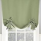 Sun Zero Soho Energy Saving Blackout Rod Pocket Window Tie-up Balloon Shade, 40" x 63", Sage Green