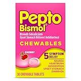 Pepto Bismol Chewables, Upset Stomach Relief, Bismuth Subsalicylate, Multi-Sympton Relief of Gas, Nausea, Heartburn, Indigestion, Diarrhea, Cherry Flavor, 30 Tablets