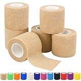 1"/2"/3"/4" Self Adhesive Bandage Wraps, 6pcs 5 Yard Breathable Elastic Wraps, Vet Wraps, 12 Colors to Choose, (2", Skin Color, 6pcs)