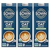 SOWN Organic Oat Creamer Unsweetened - Barista Oat Milk Non Dairy Coffee Creamer - Plant Based, Dairy-Free, Vegan, 0g Added Sugar, Gluten-Free, Non-GMO, Shelf Stable - 32oz (Pack of 3)